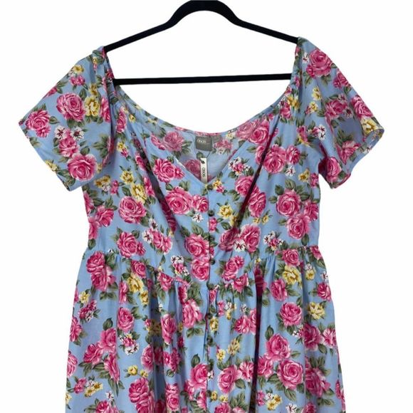 ASOS Curve Blue Pink Floral Midi Dress Size 14 NWT - Picture 3 of 10